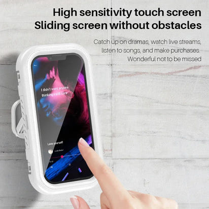 Cell Phone Holder Adjustable Sticky Wall Mount Waterproof Box Shower Bathroom Phone Stand TV Catch Up Use All Smartphones